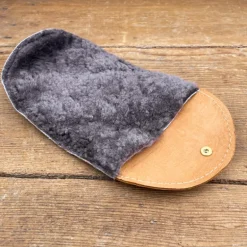 Gant lustreur en cuir de veau et laine
