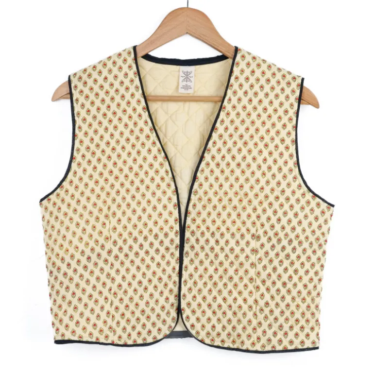 Gilet boutis beige motif calisson
