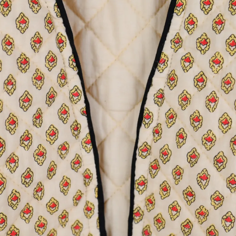 Gilet boutis beige motif calisson