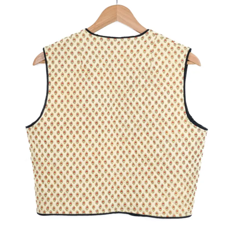 Gilet boutis beige motif calisson