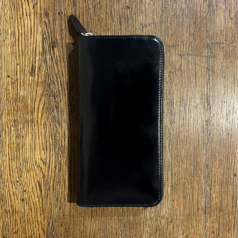Grand portefeuille zippé en cuir