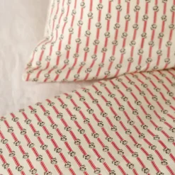 Housse de couette rayée Rouge