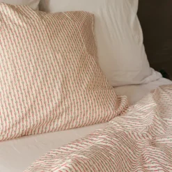 Housse de couette rayée Rouge
