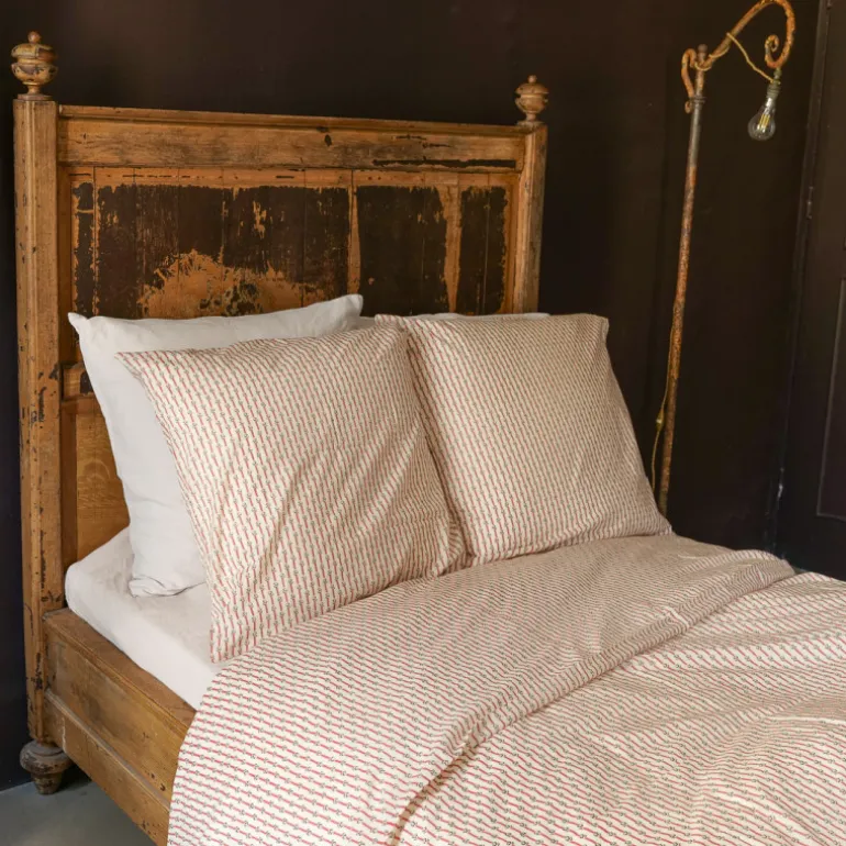 Housse de couette rayée Rouge