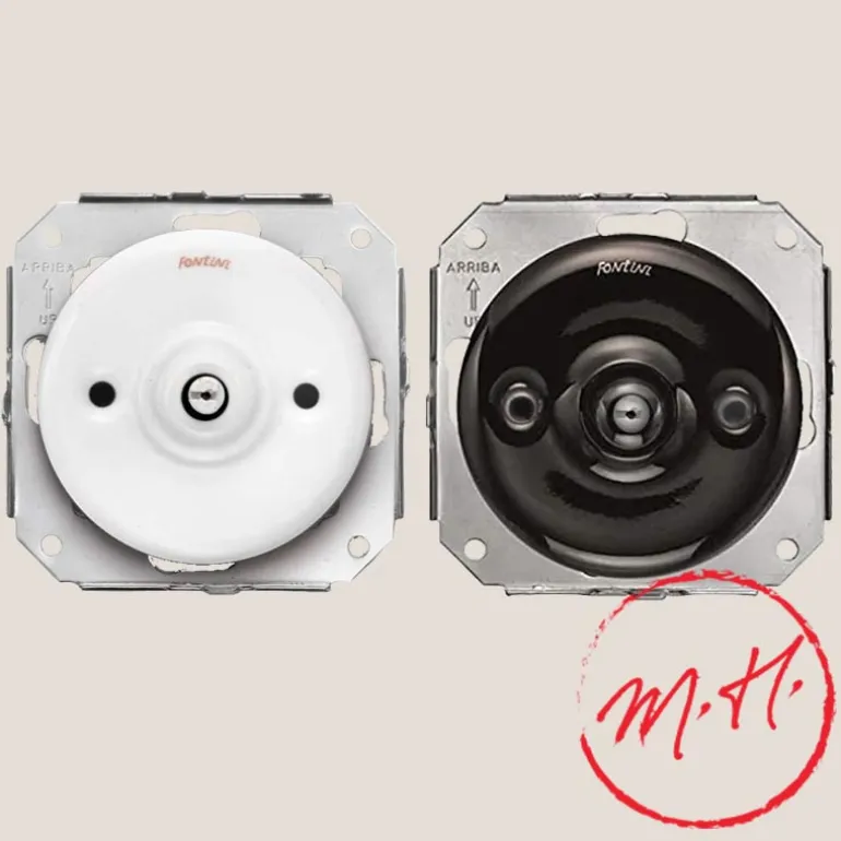 Interrupteur va-et-vient encastrable en porcelaine