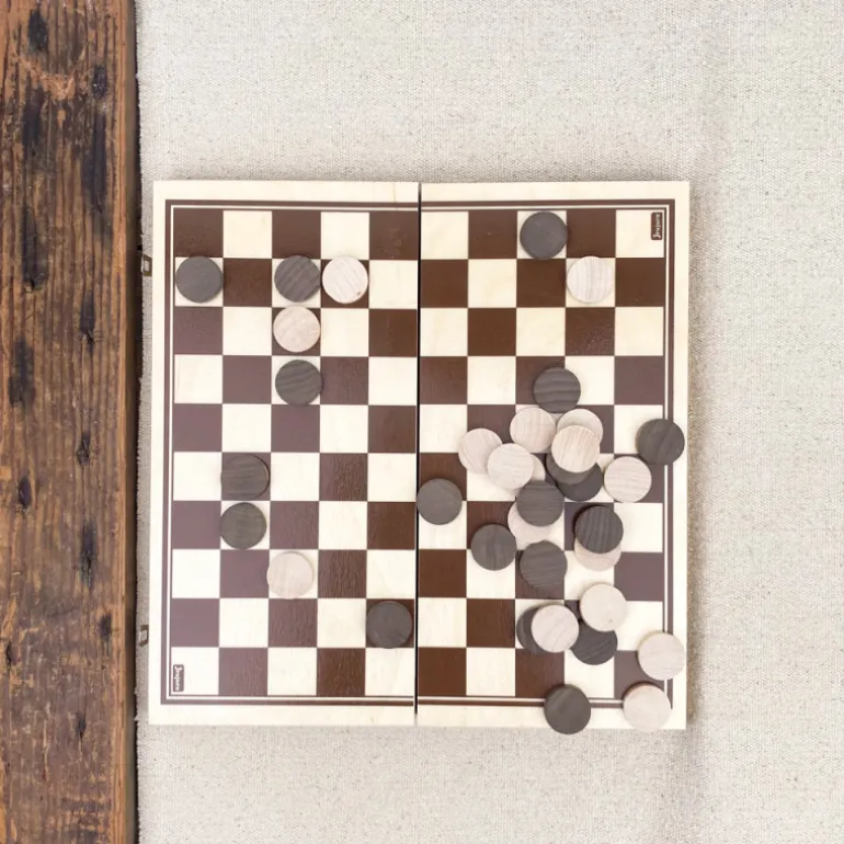 Jeu de dames pliable en bois