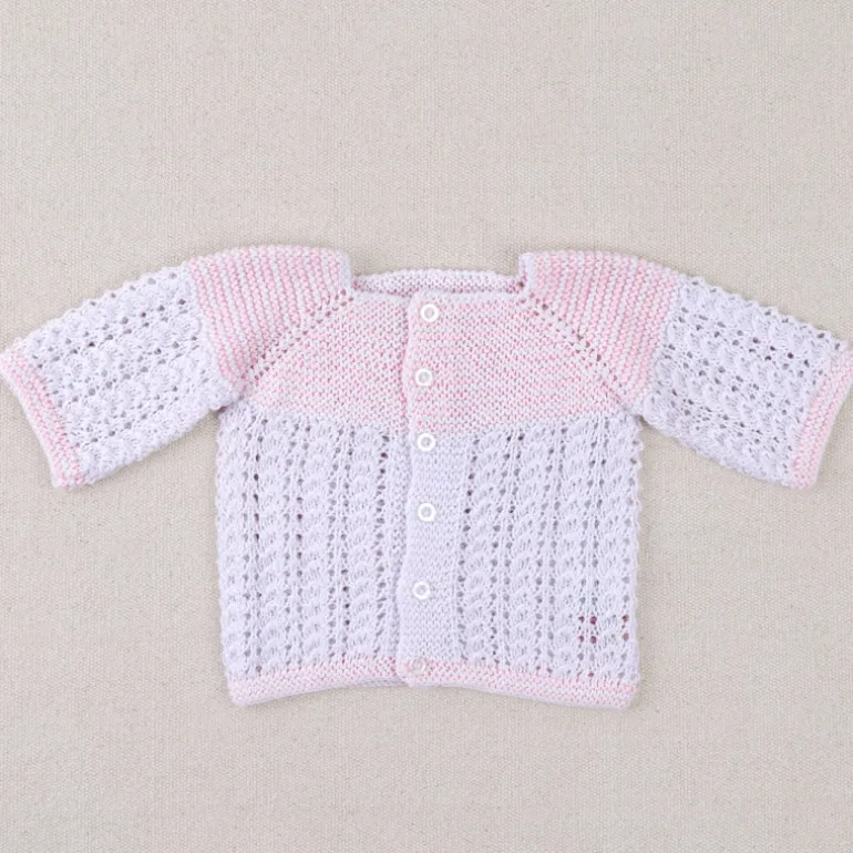 Layette blanche et rose en coton