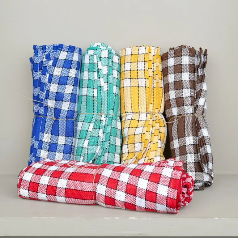Lot 5 serviettes de table carreaux normand