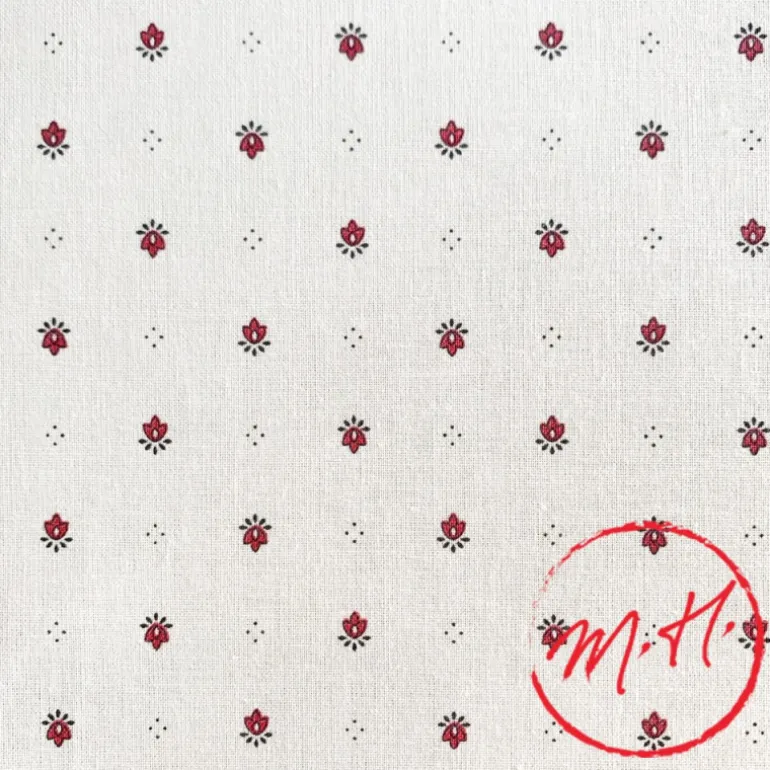 Nappe calisson ronde blanc-rouge