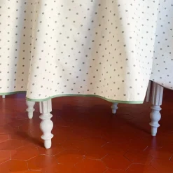 Nappe calisson ronde blanc-vert