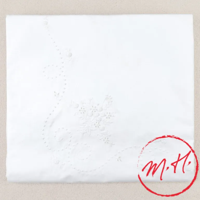 Nappe en coton blanche brodée