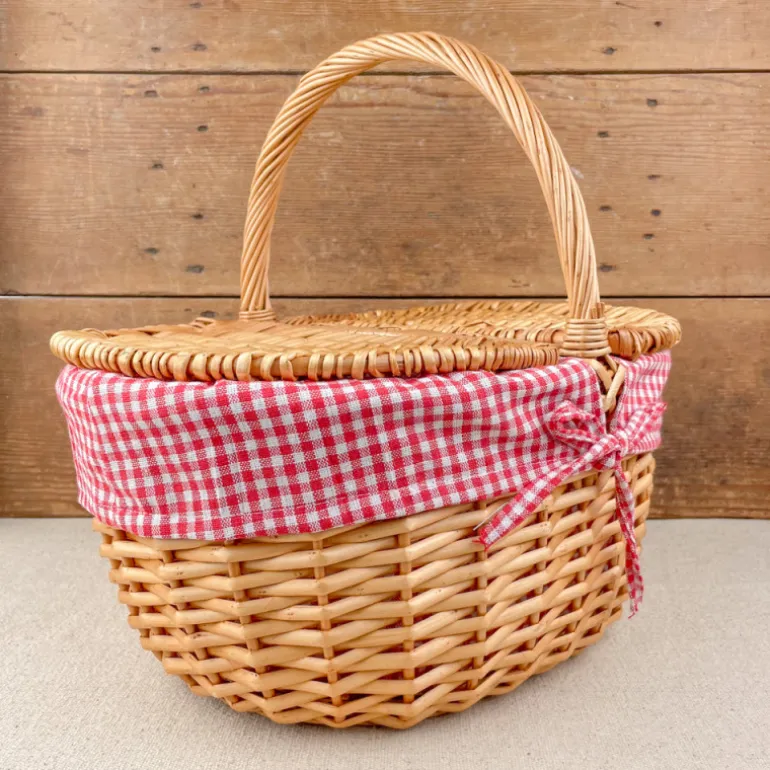 Panier motif Vichy rouge