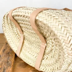 Panier à provisions anses en cuir