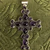 Pendentif croix améthystes sur argent