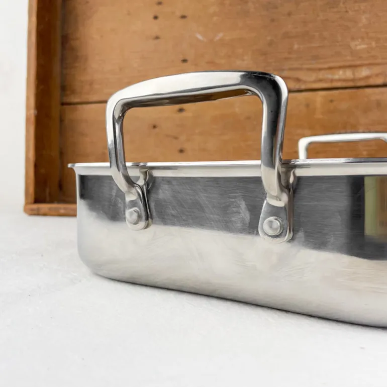 Plat à rôtir carré en inox Le Creuset