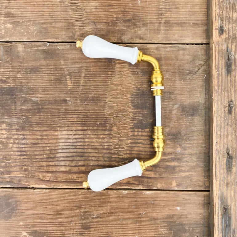 Poignée de porte double en porcelaine blanche