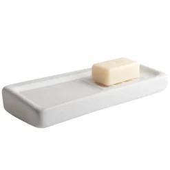 Porte-savon & gobelet mural en porcelaine blanche