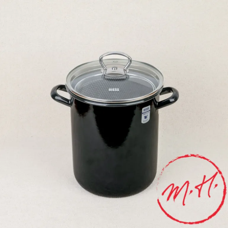 Pot à asperges ou pâtes émail noir