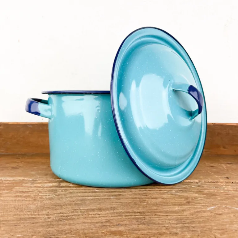 Pot à bouillon émail turquoise