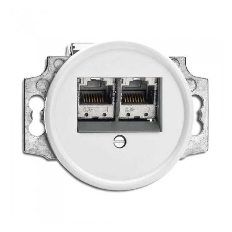 Prise double RJ45 duroplast blanc