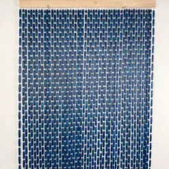 Rideau portière en perles de buis bleues