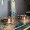 Sauteuse avec couvercle en cuivre étamée