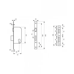 Serrure encastrable porte battante