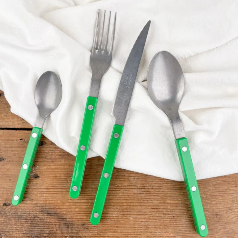 Set de 4 couverts verts effet mat