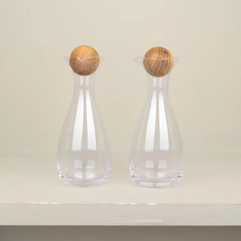 Set huilier et vinaigrier en verre soufflé