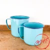 Tasse "Bouilloire" en émail turquoise