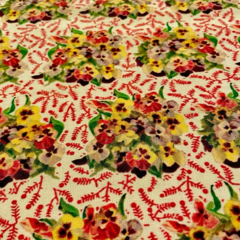 Tissu au mètre bouquet de pensées
