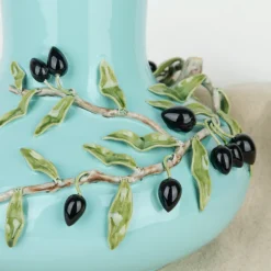 Vase bleu turquoise olives