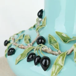 Vase bleu turquoise olives