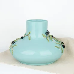 Vase bleu turquoise olives