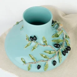 Vase bleu turquoise olives