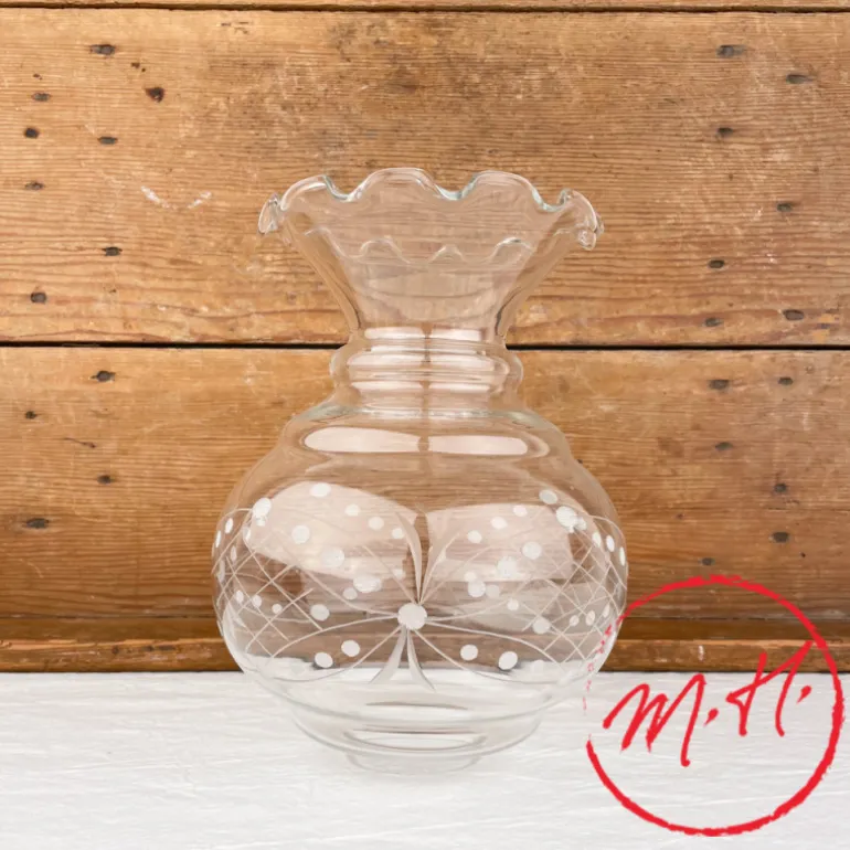 Verre de lampe tulipe arrondi avec motifs ciselés