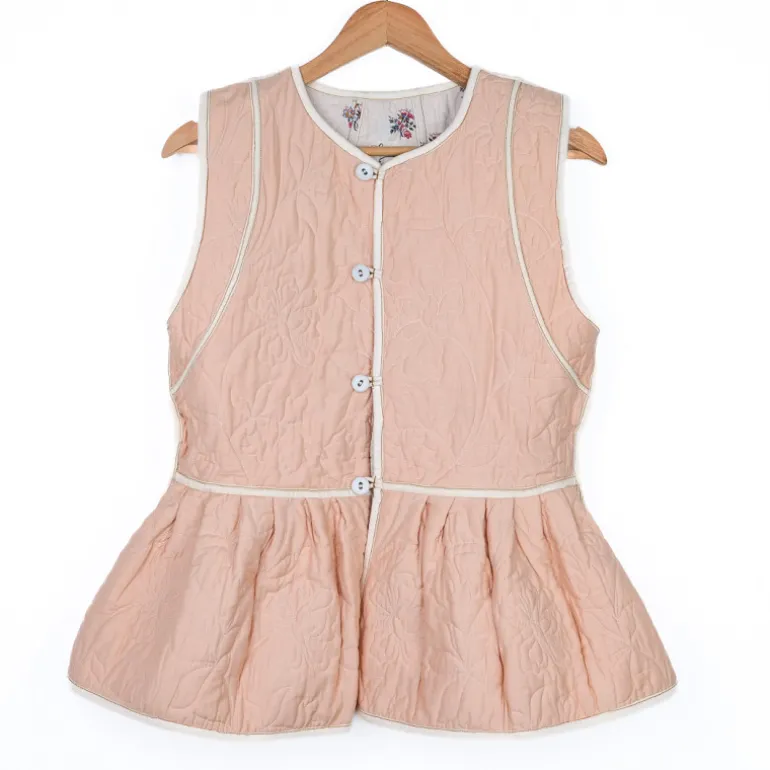Veste sans manche réversible fleurie