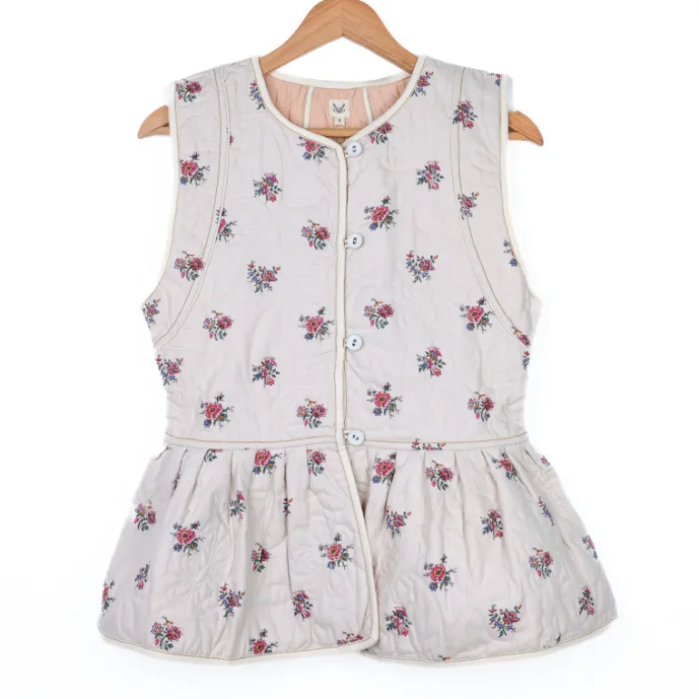 Veste sans manche réversible fleurie